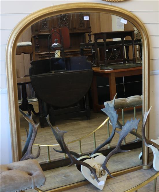 A modern gilt overmantel mirror H.135cm